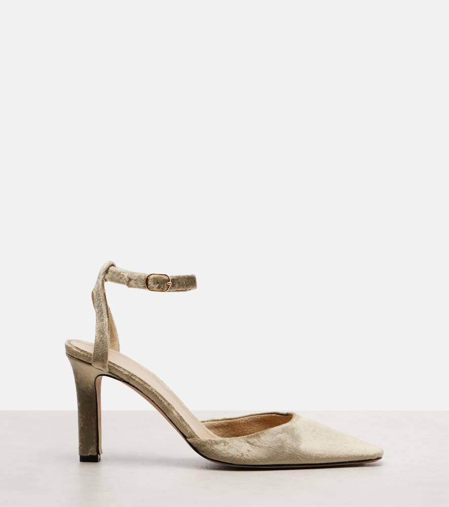 The Row Carla Velvet Ankle-strap Pumps In Brown