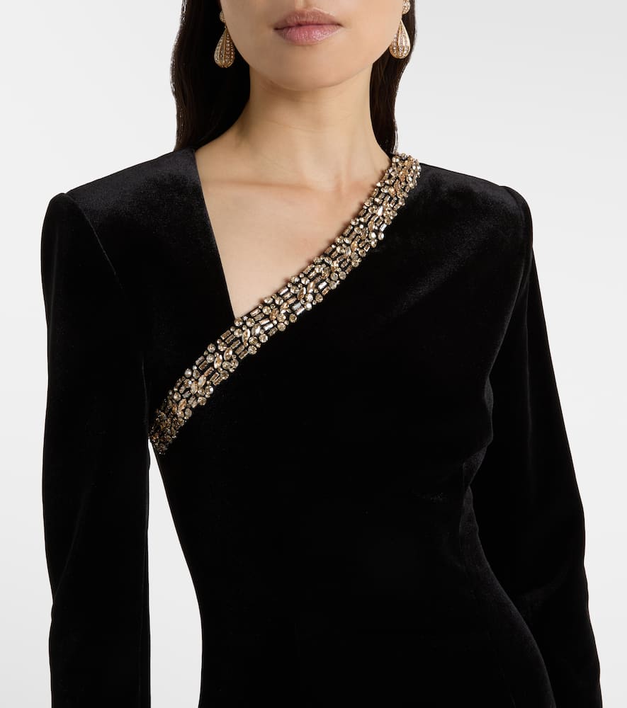 Roland Mouret Embellished Velvet Gown In Black
