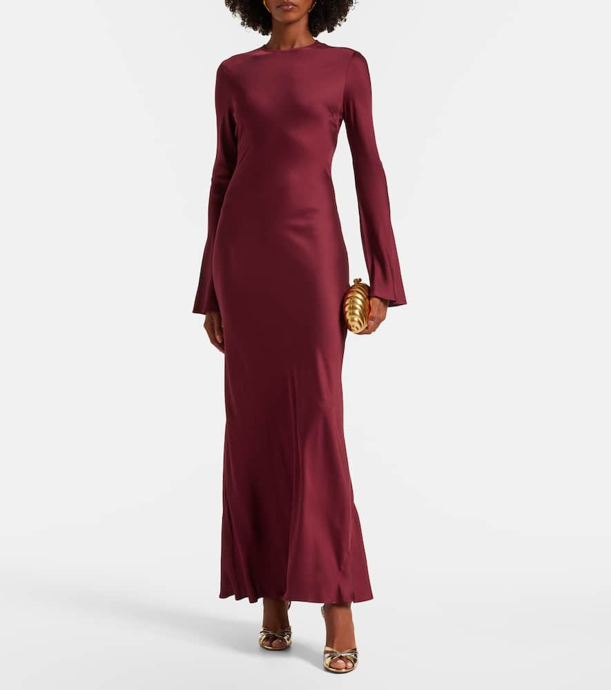 Rotate Birger Christensen Signe Satin Gown In Burgundy