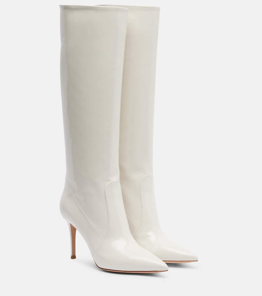 Gianvito Rossi Hansen 85 Patent Leather Knee-high Boots In Neutral