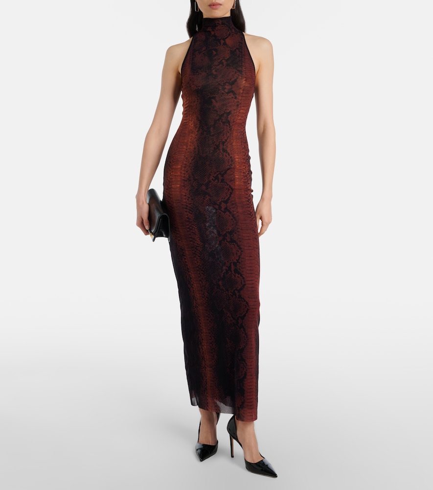 Jean Paul Gaultier Snake-effect halterneck gown