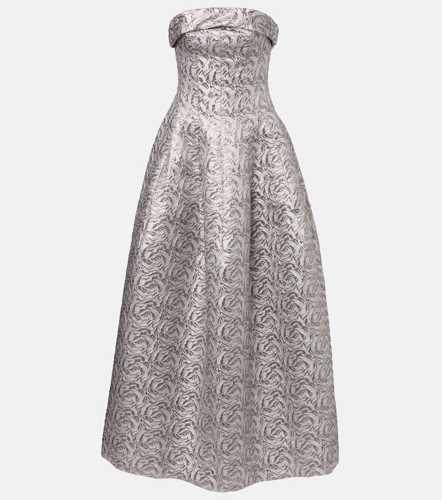 Simkhai Metallic-effect Bustier Gown In Silver