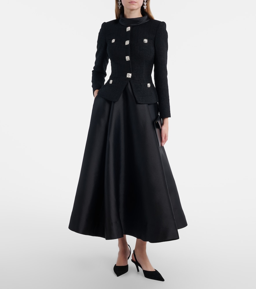 Self-Portrait Bouclé taffeta midi dress