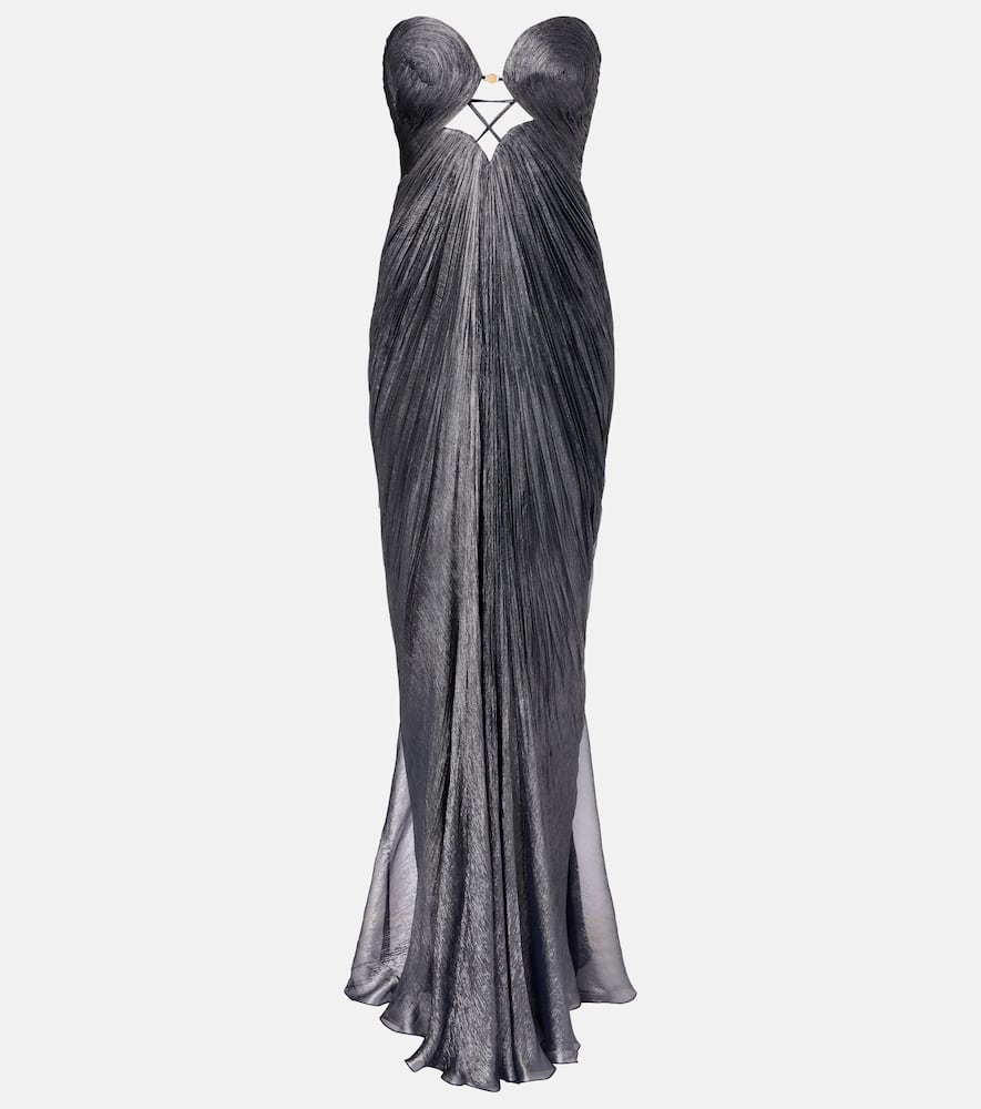 Maria Lucia Hohan Julieta Draped Silk Gown In Blue