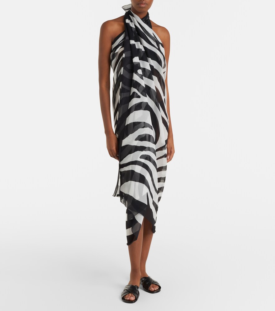 Balmain Zebra-print silk beach cover-up