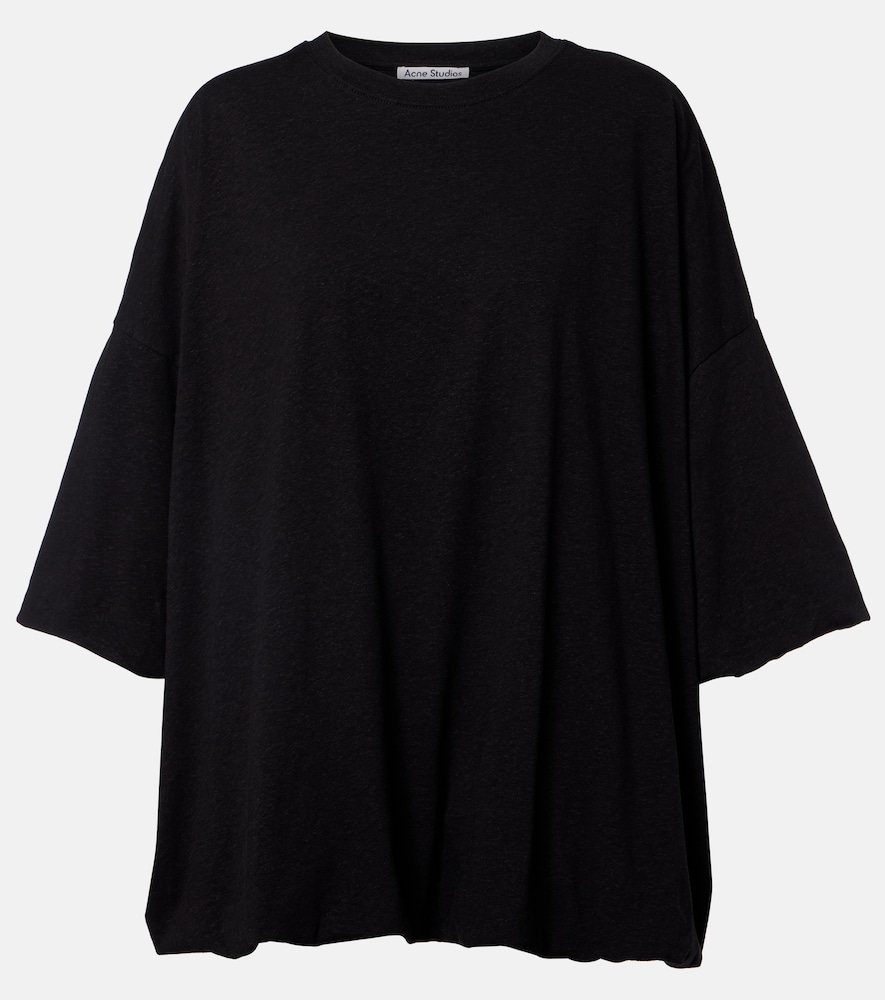 Acne Studios Eniko logo gathered cotton-blend jersey T-shirt