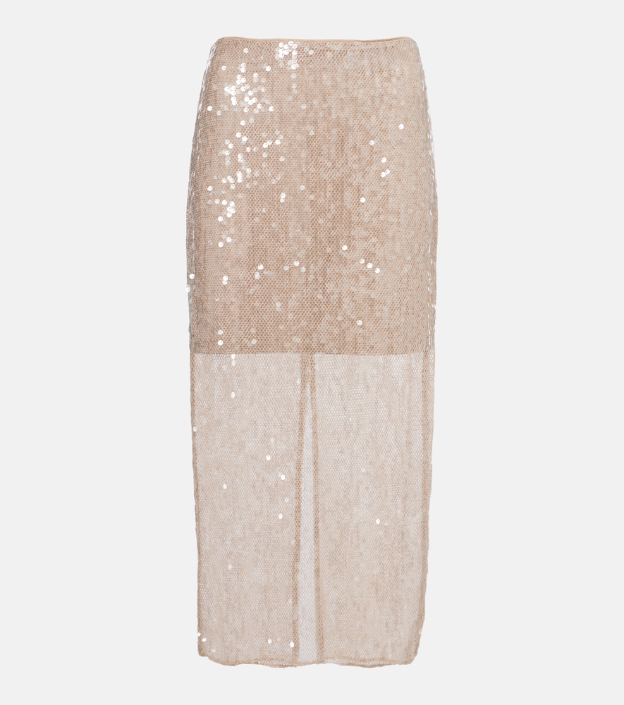 Veronica Beard Women's Beige Allora Sequined Midi Skirt UK Size 14 - Mytheresa