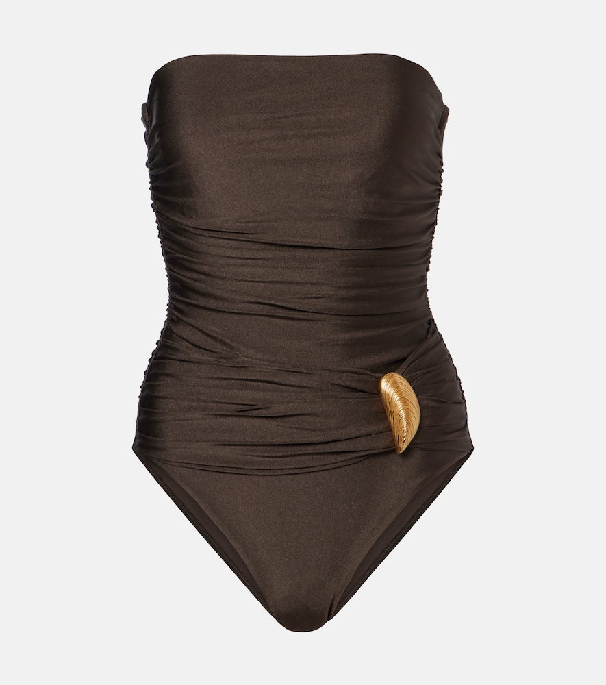 Simkhai Lorena appliqué ruched swimsuit