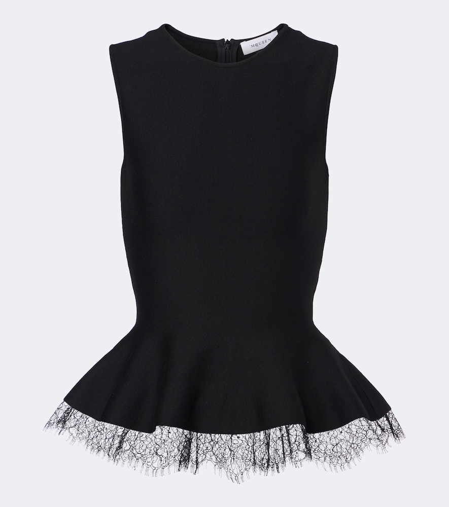 McQueen Top à basque et dentelle