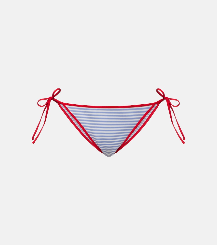 Prada Striped Bikini Bottoms In Blue