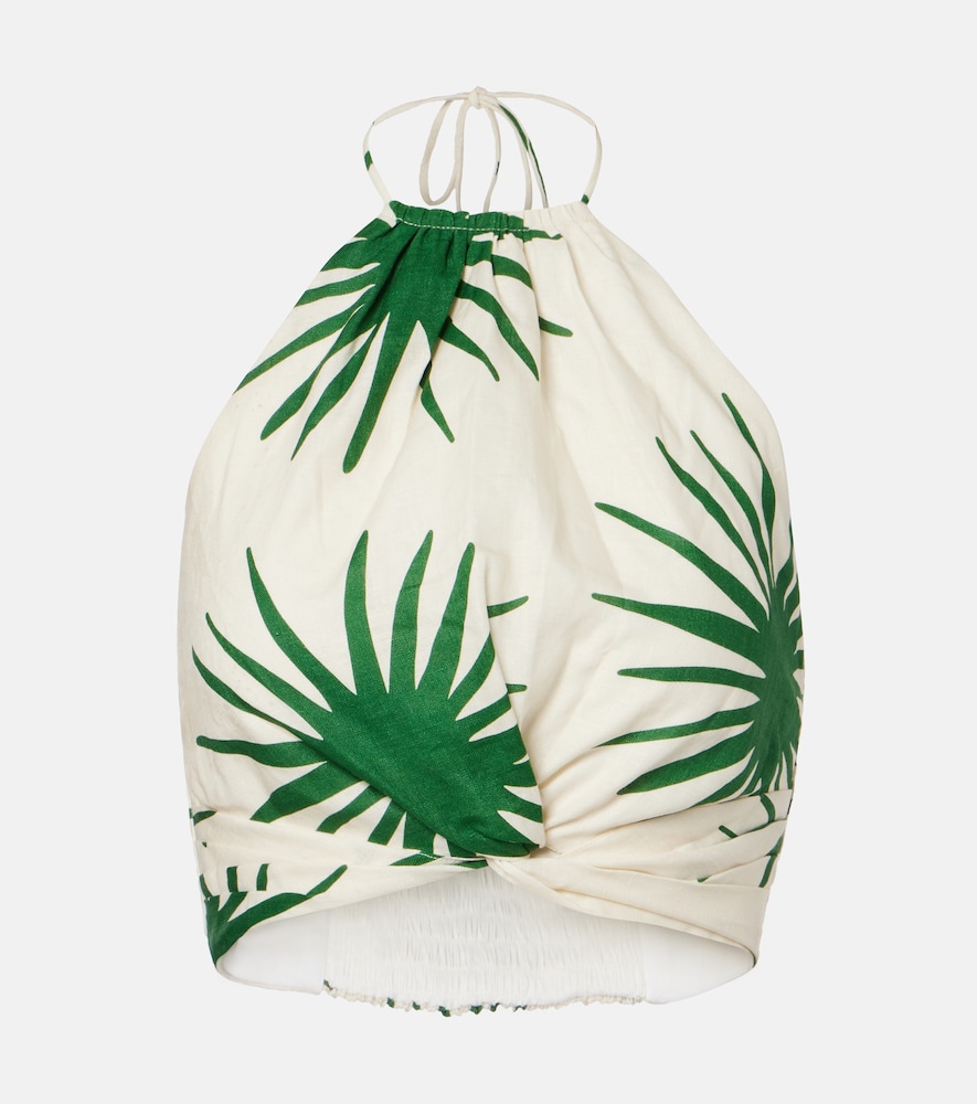 Cala de la Cruz Lodi printed halterneck linen crop top
