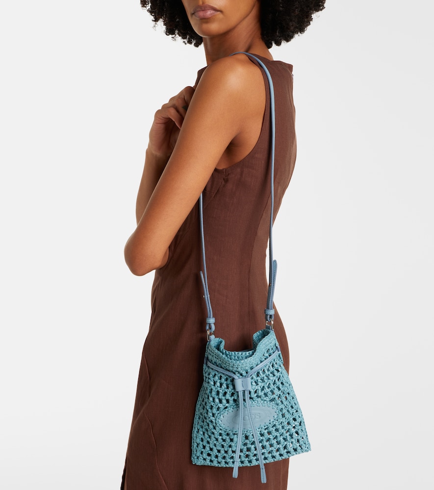 Tod's EBL Mini raffia-effect bucket bag