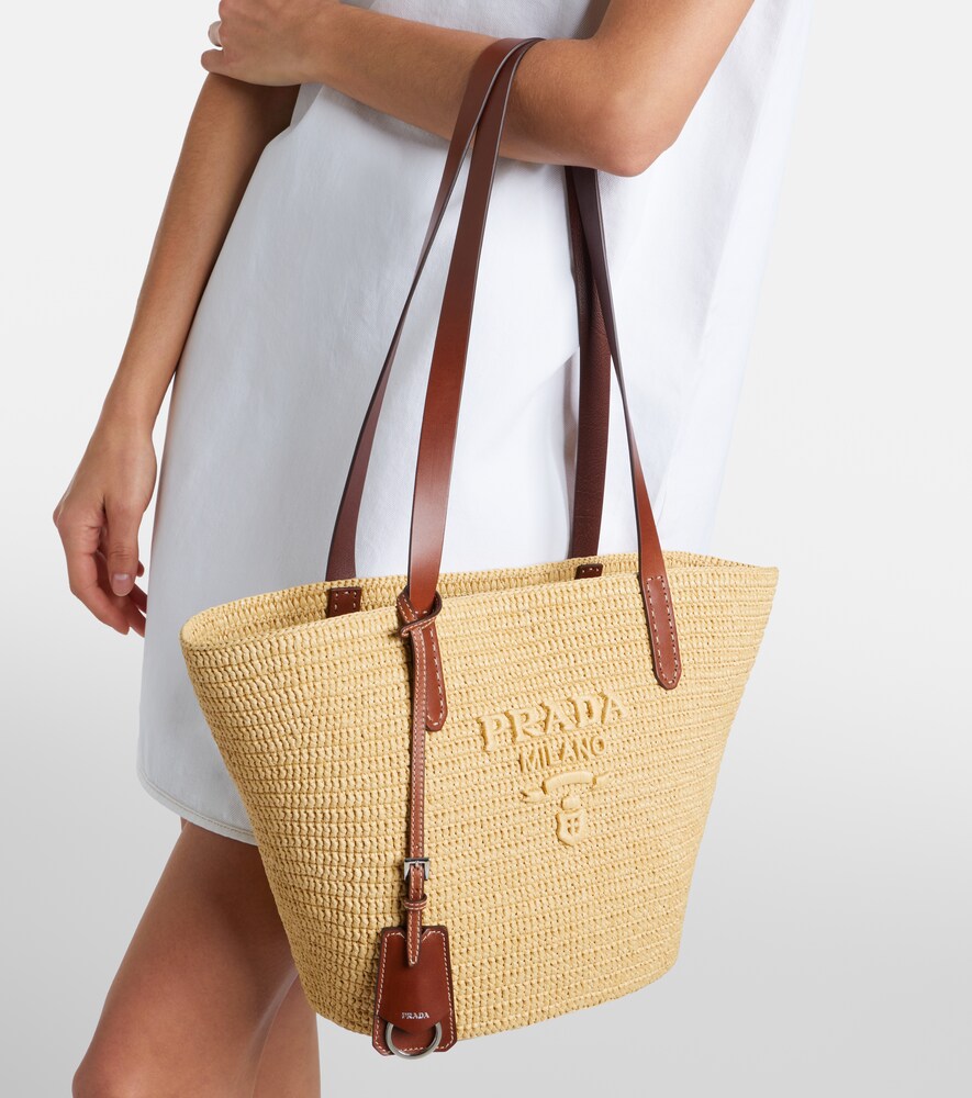Prada Medium raffia-effect crochet basket bag