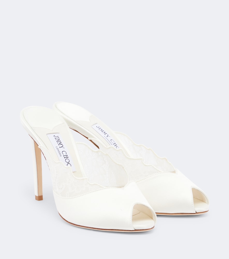 Pantoletten Brigitte aus Satin mit Spitze