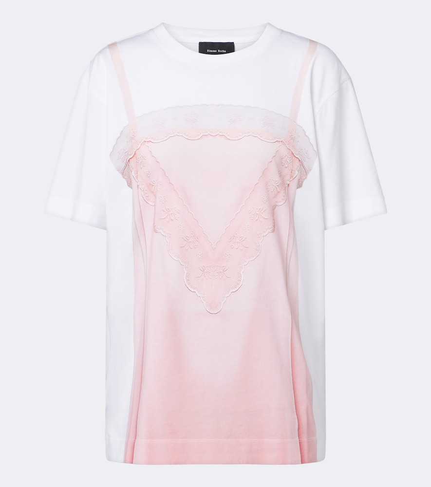 Simone Rocha Women's White Trompe LâOil Cotton Jersey T-Shirt UK Size 12 - Mytheresa