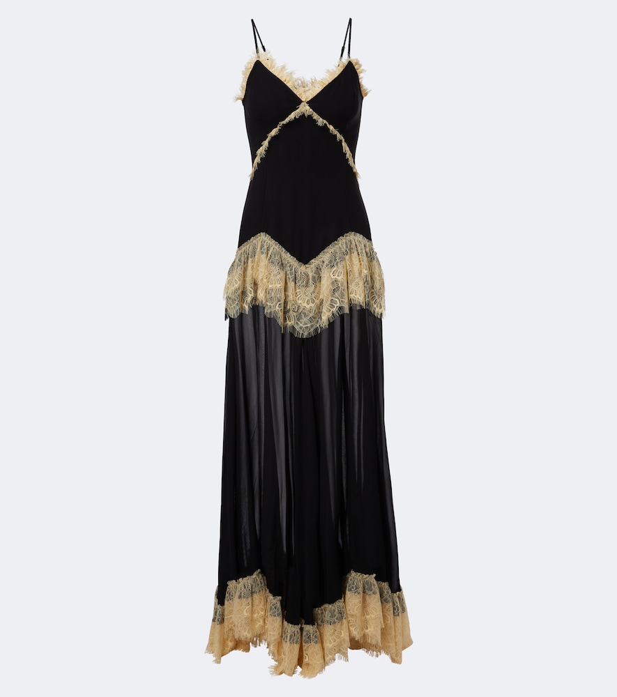 De La Vali Estela lace-trimmed georgette maxi dress - Women's Clothing