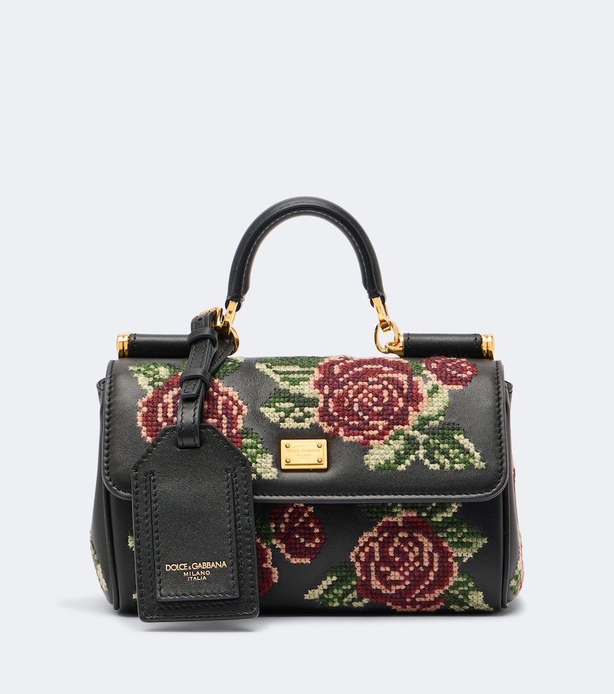 Bestickte Henkeltasche My Sicily Mini aus Leder