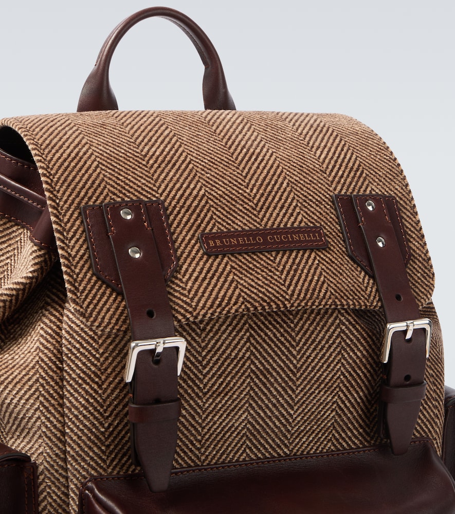 Leather-Trimmed Canvas Backpack