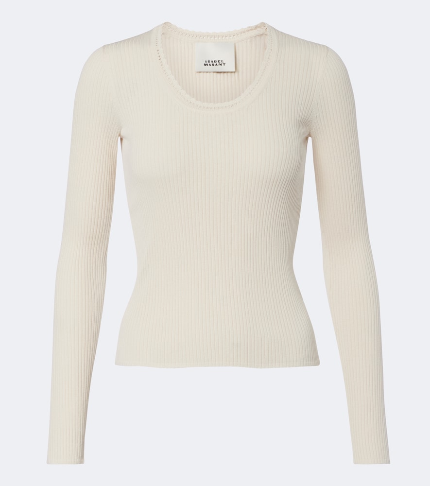 Gerippter Pullover Selenie aus Seide und Baumwolle