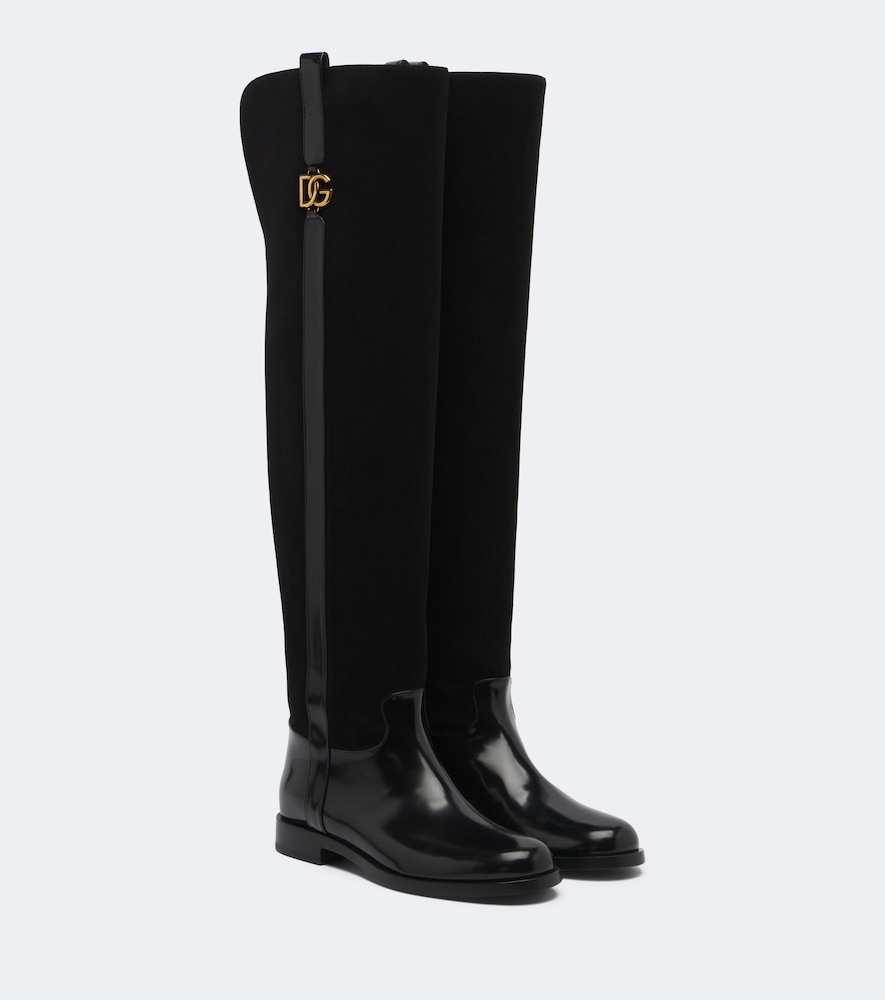 Stivali cuissardes DG in suede con pelle