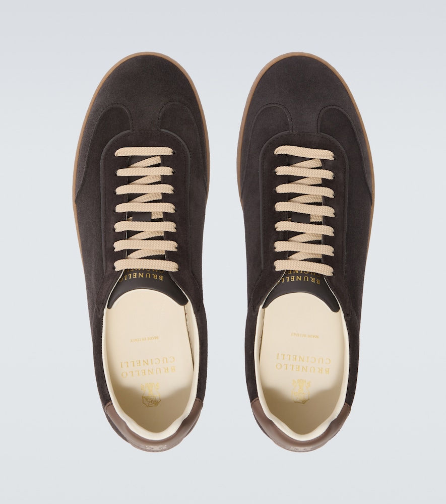 Leather-Trimmed Suede Sneakers