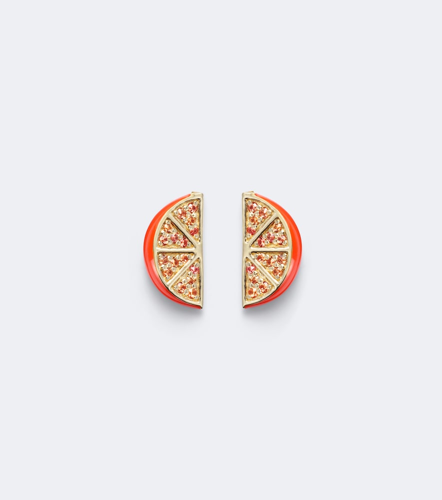 Ohrringe Orange Slice aus 14kt Gelbgold mit Saphiren