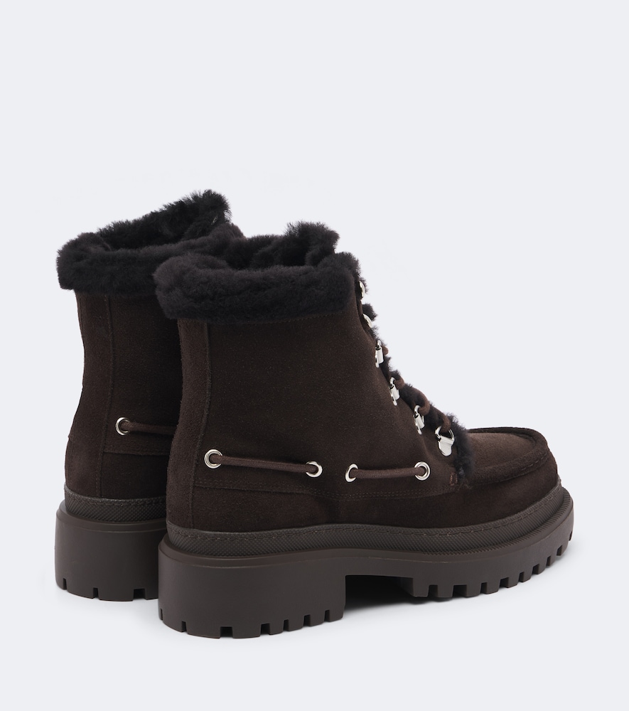 Shearling-Lined Suede Lace-Up Boots