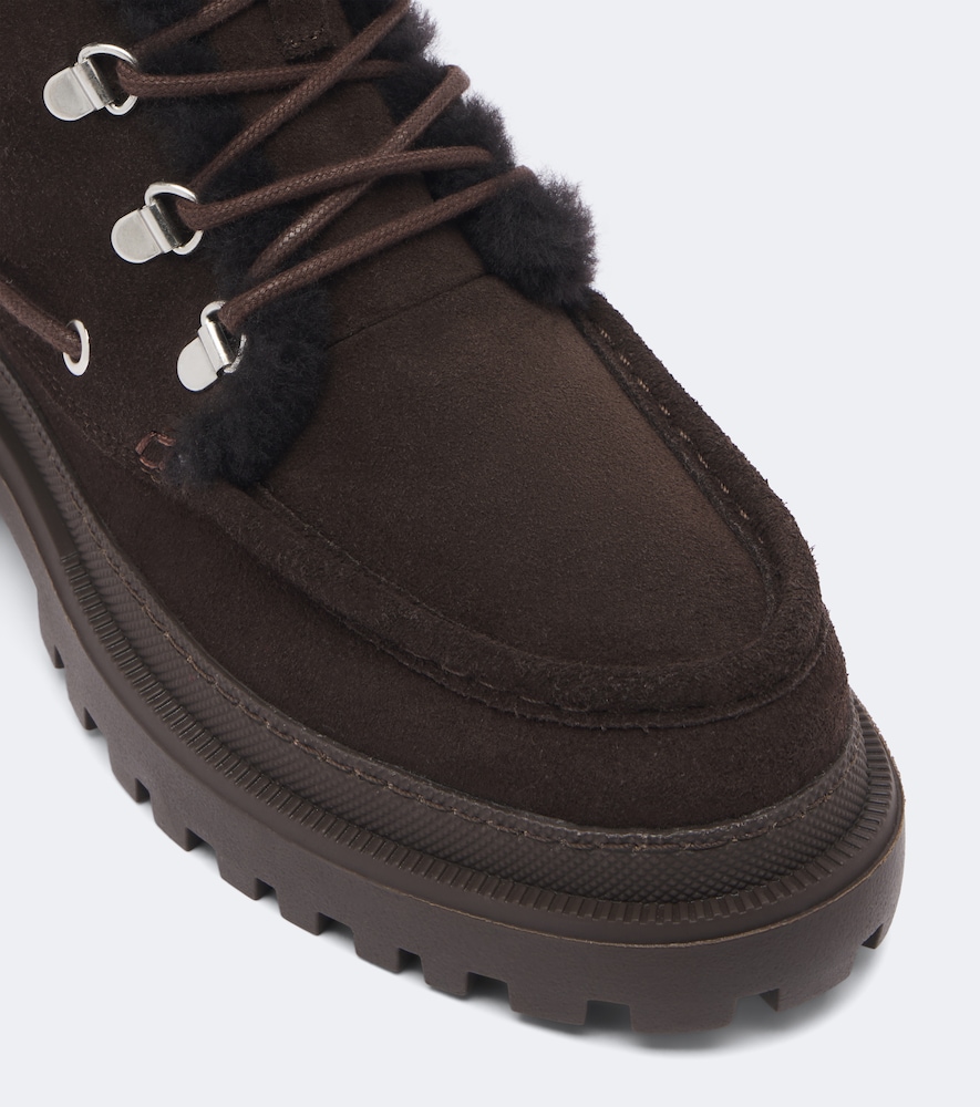 Shearling-Lined Suede Lace-Up Boots