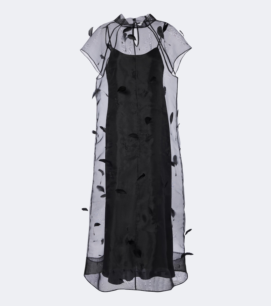 Midikleid Pauline aus Organza mit Federn