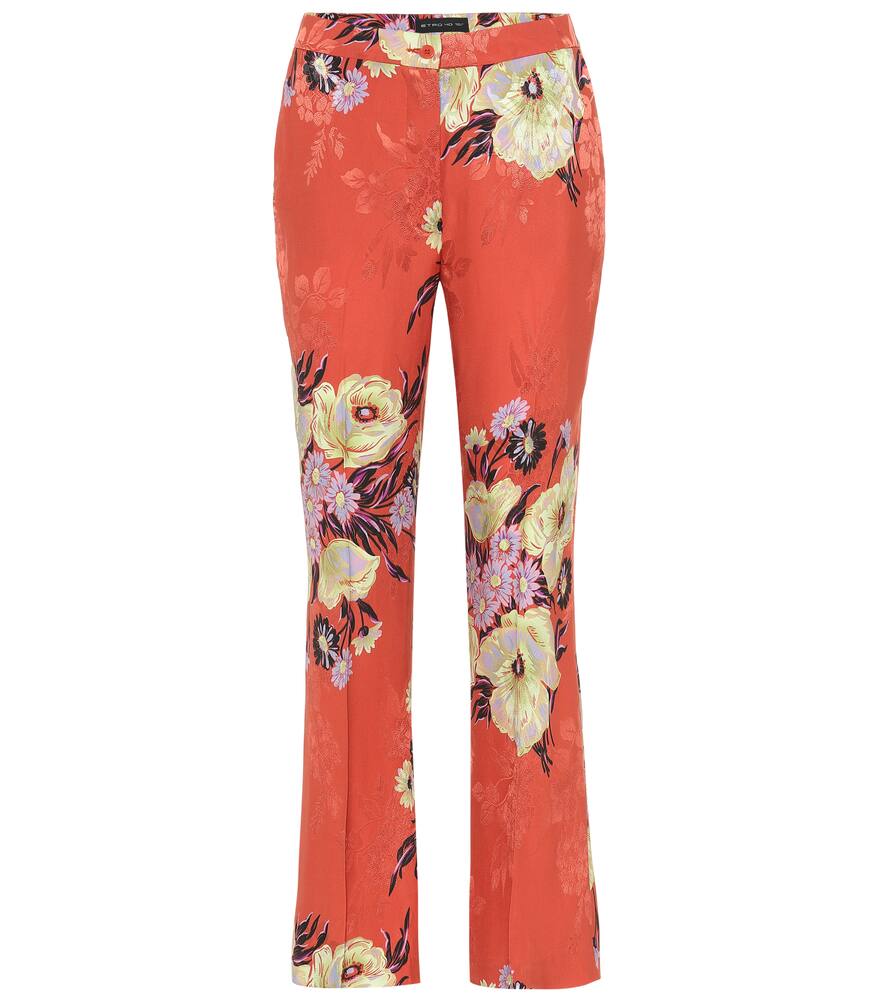 Click to view more detailed imagery on our partner's website Etro Mid-Rise Silk-Blend Bootcut Pants In Orange