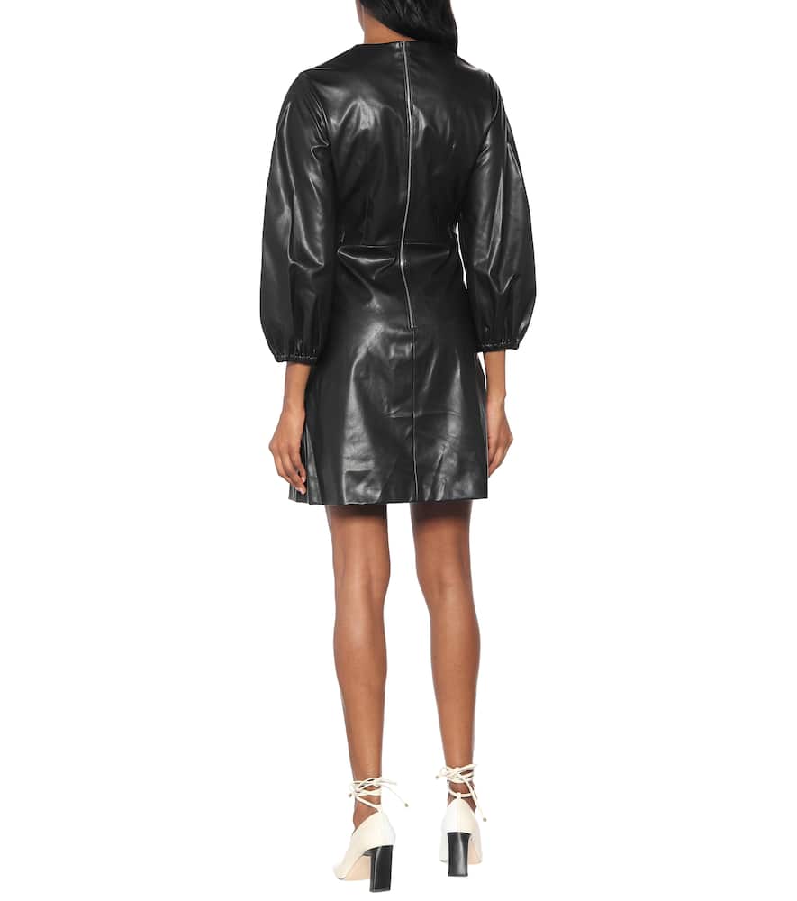 TIBI FAUX-LEATHER MINIDRESS,P00437019