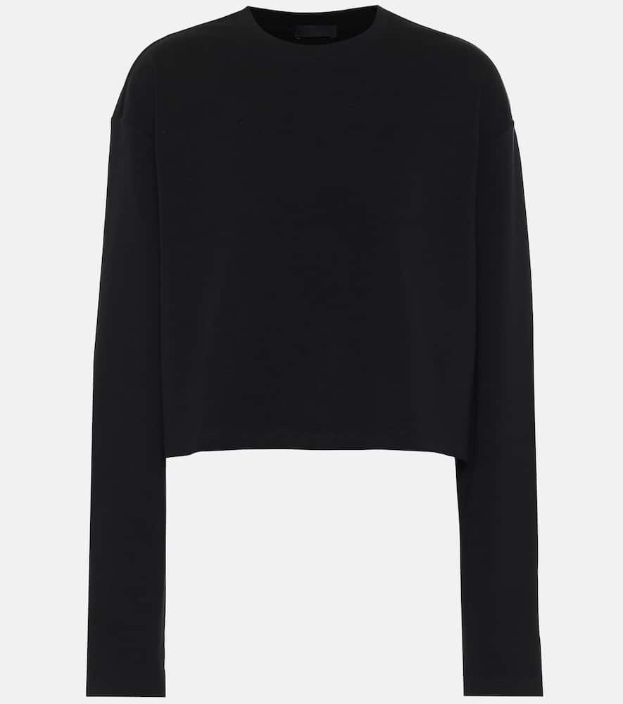 Click to view more detailed imagery on our partner's website Wardrobe.nyc Release 06 Long-sleeved Cropped Cotton-jersey Top In Black