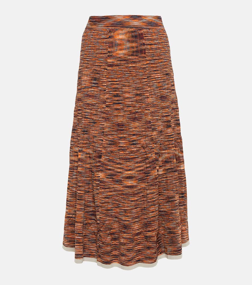Simkhai Space-dyed pleated knit midi skirt