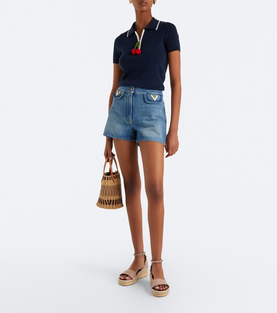 Garavani Rockstud Leather Espadrille Wedges