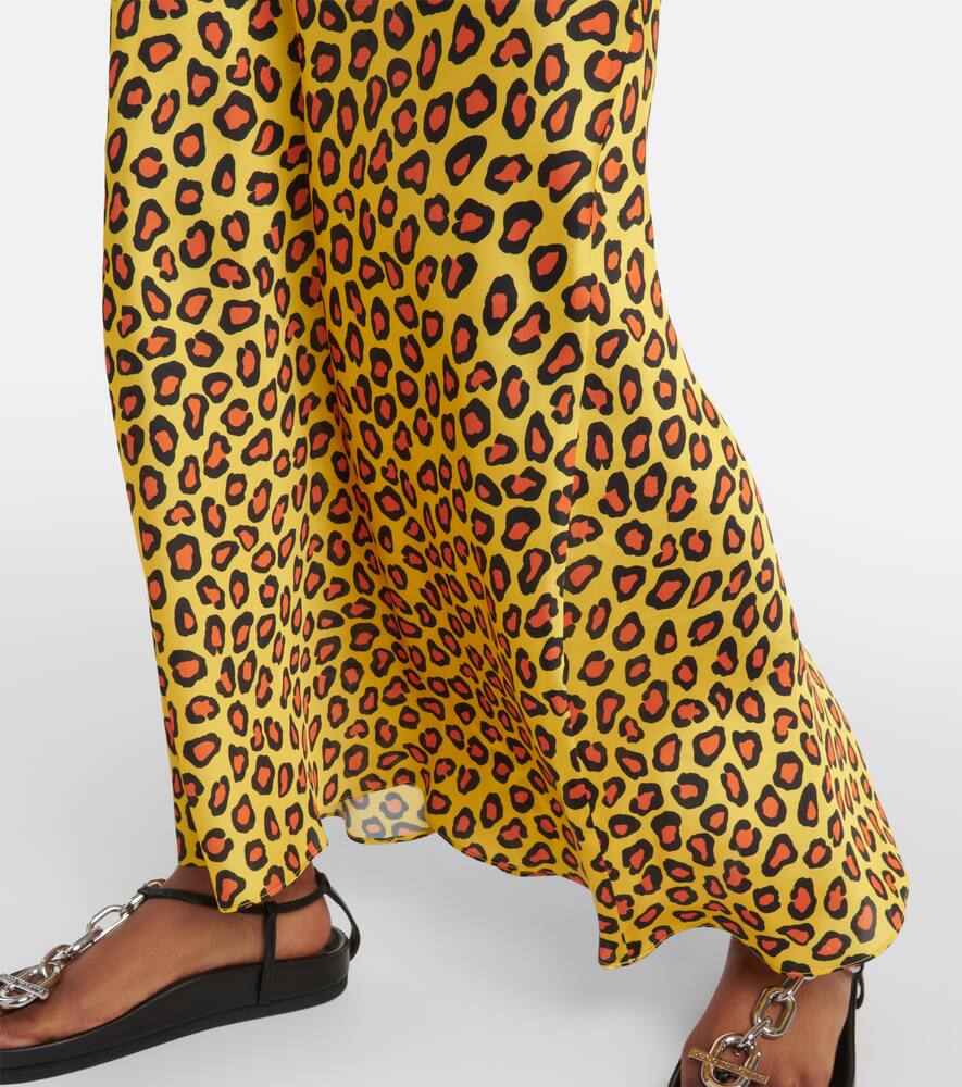 Shop Rabanne Chain-detail Leopard-print Satin Slip Skirt In Multicoloured