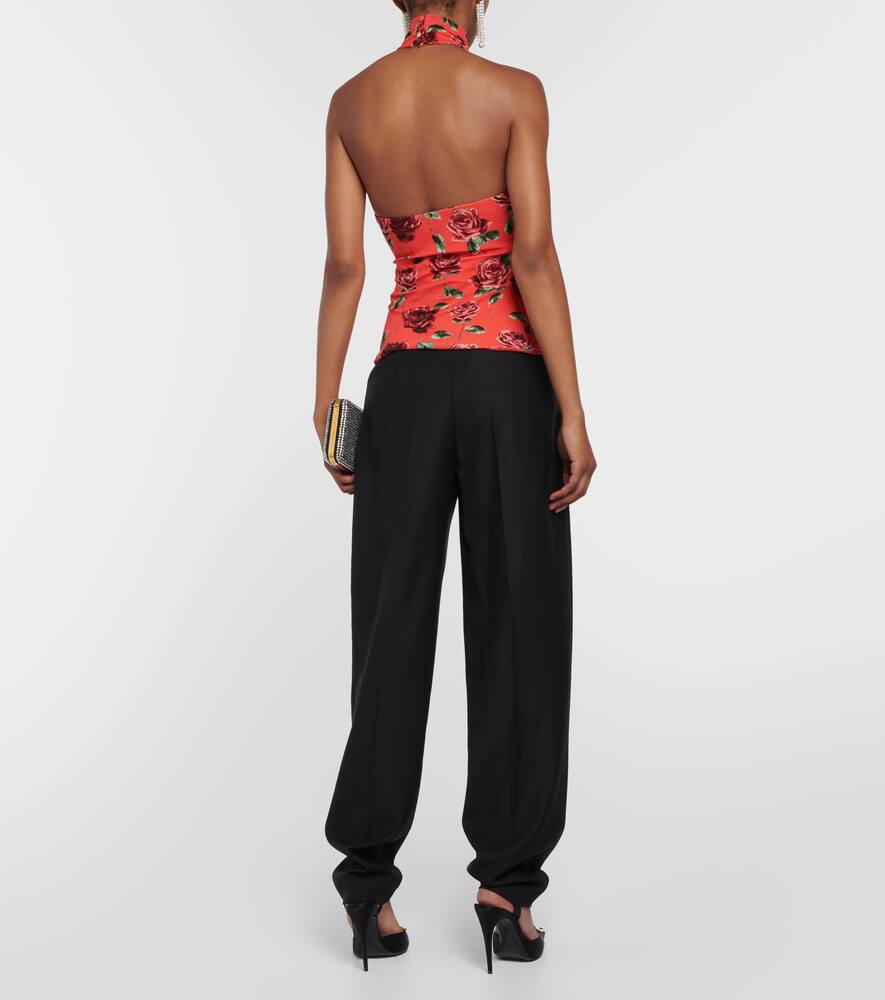 Shop Magda Butrym Floral-appliqué Cutout Halterneck Top In Red