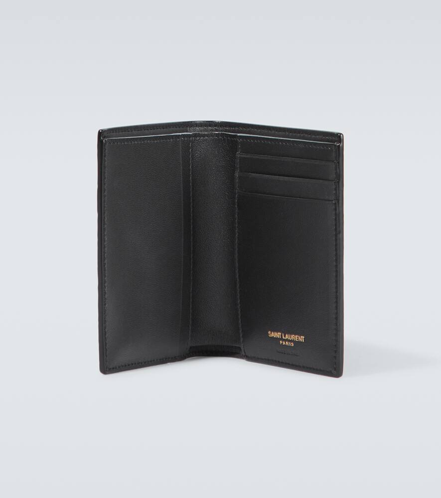 Shop Saint Laurent Cassandre Leather Wallet In Black