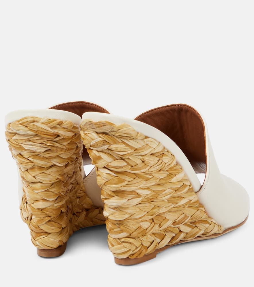 Shop Paris Texas Deia 100 Leather-trimmed Espadrille Wedges In White