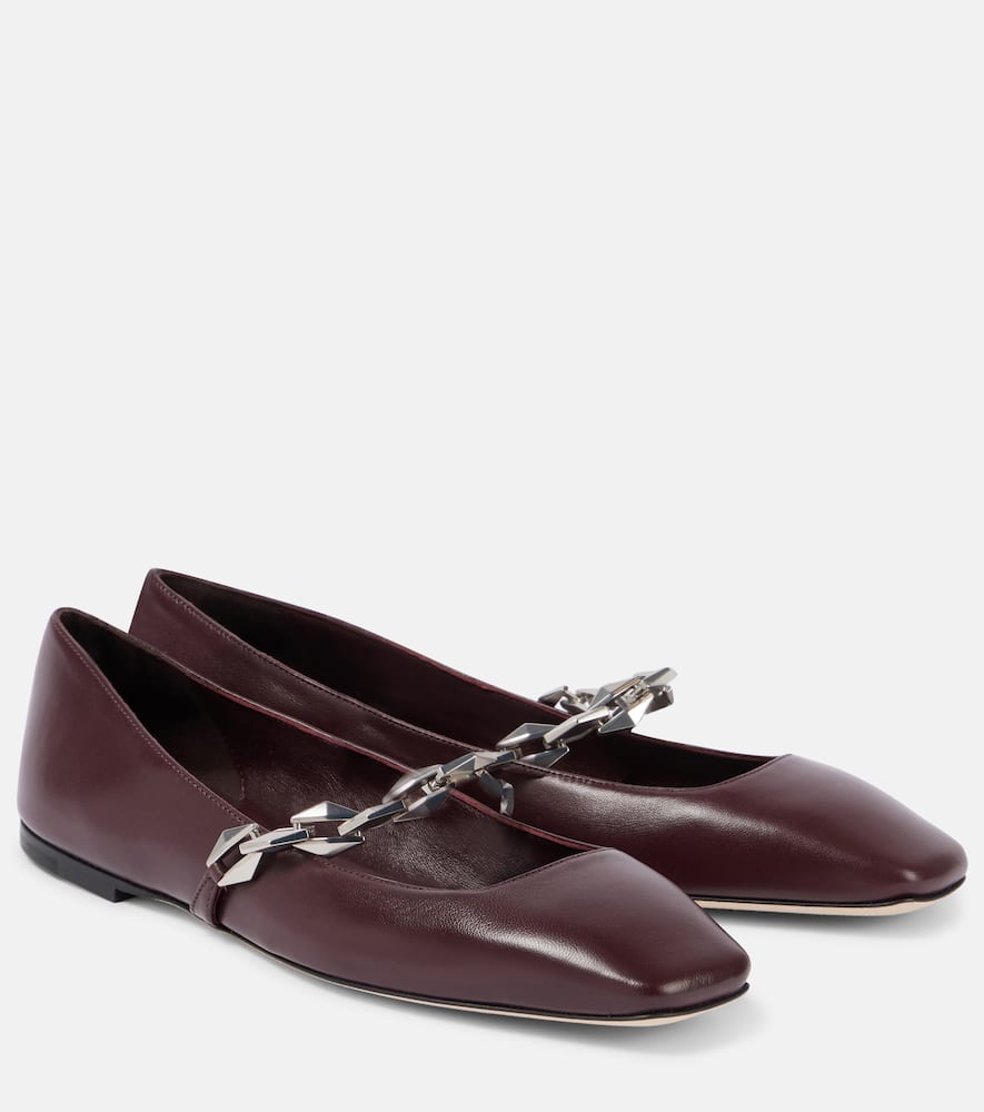 Jimmy Choo Diamond Tilda Square-toe Leather Flats In Black