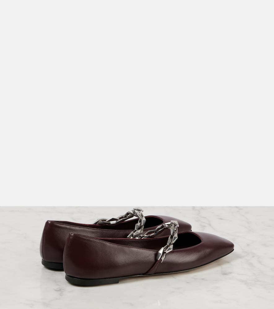 Jimmy Choo Diamond Tilda Square-toe Leather Flats In Black