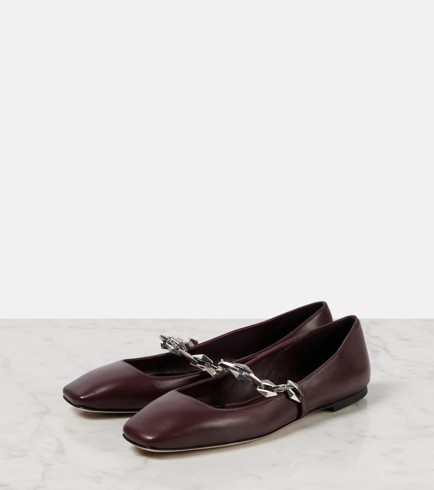 Jimmy Choo Diamond Tilda Square-toe Leather Flats In Black