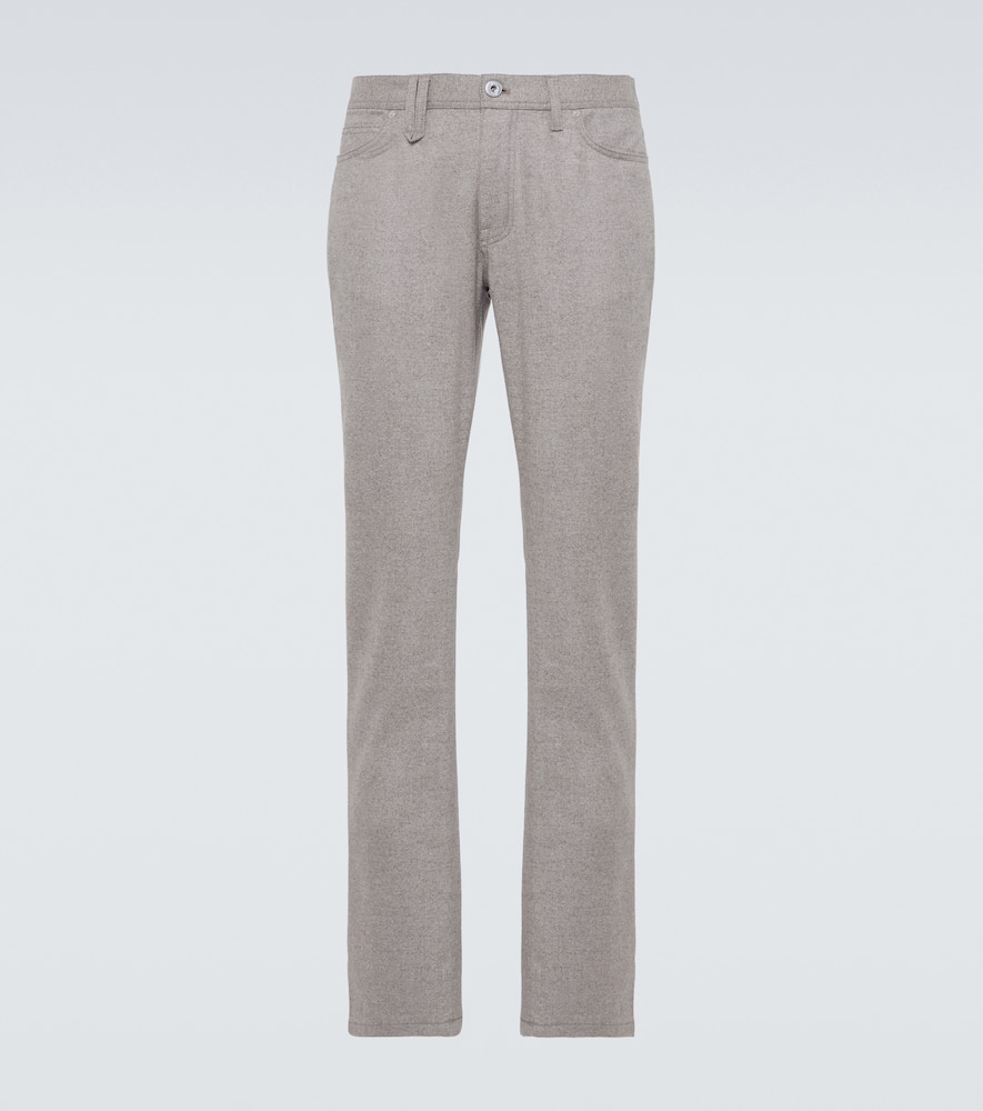 Brioni Asolo Wool Flannel Tapered Pants In Grey