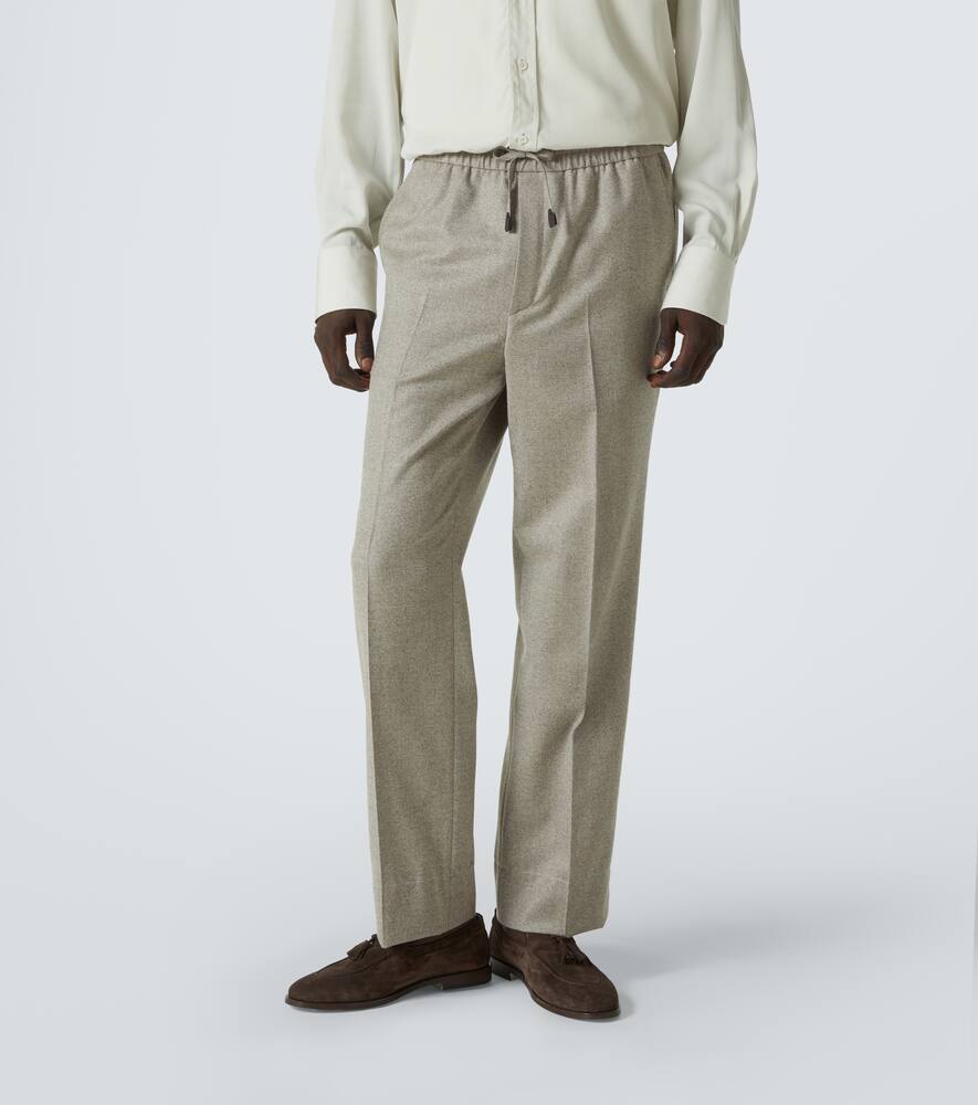 Brioni Asolo Wool Flannel Tapered Pants In Grey