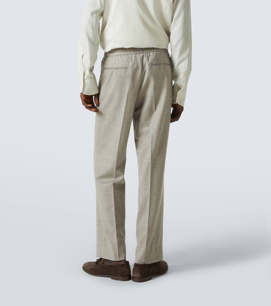 Brioni Asolo Wool Flannel Tapered Pants In Grey