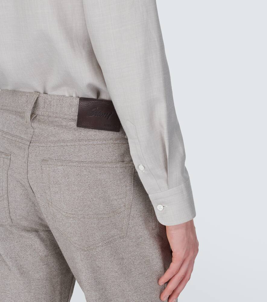 Brioni Asolo Wool Flannel Tapered Pants In Grey