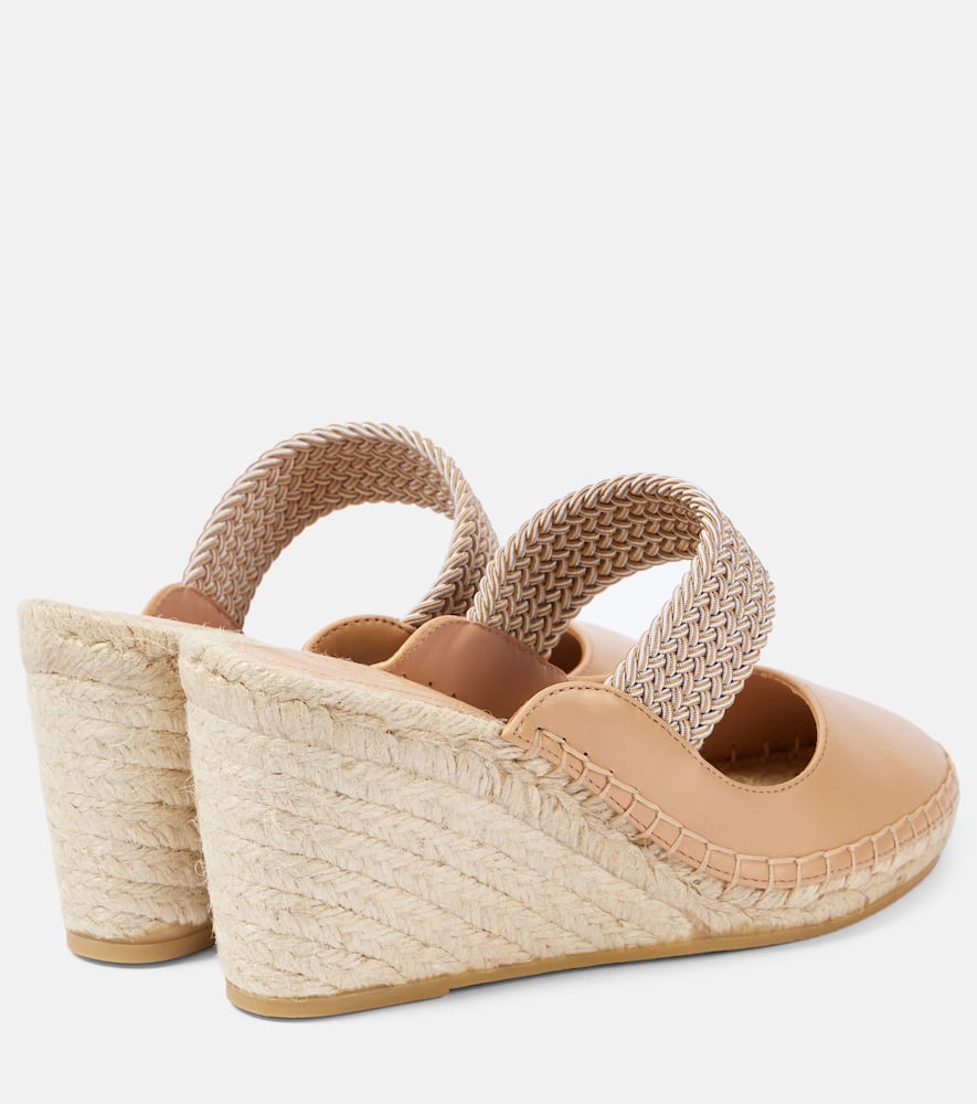 Shop Malone Souliers Siena 70 Leather Espadrille Wedges In Beige