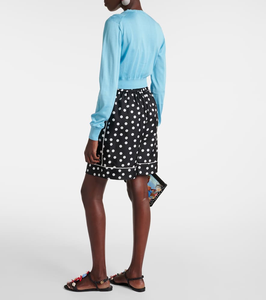 Dolce & Gabbana Capri Cropped Silk Cardigan In Blau