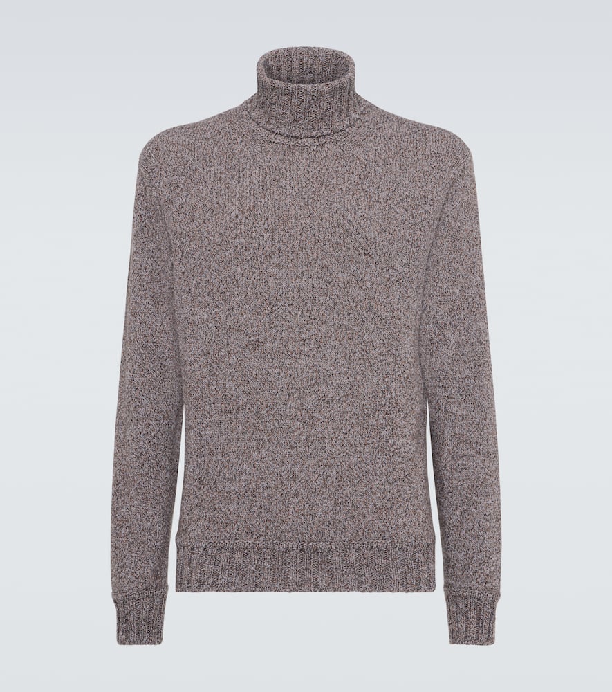 Zegna Cashmere Turtleneck Top In Brown