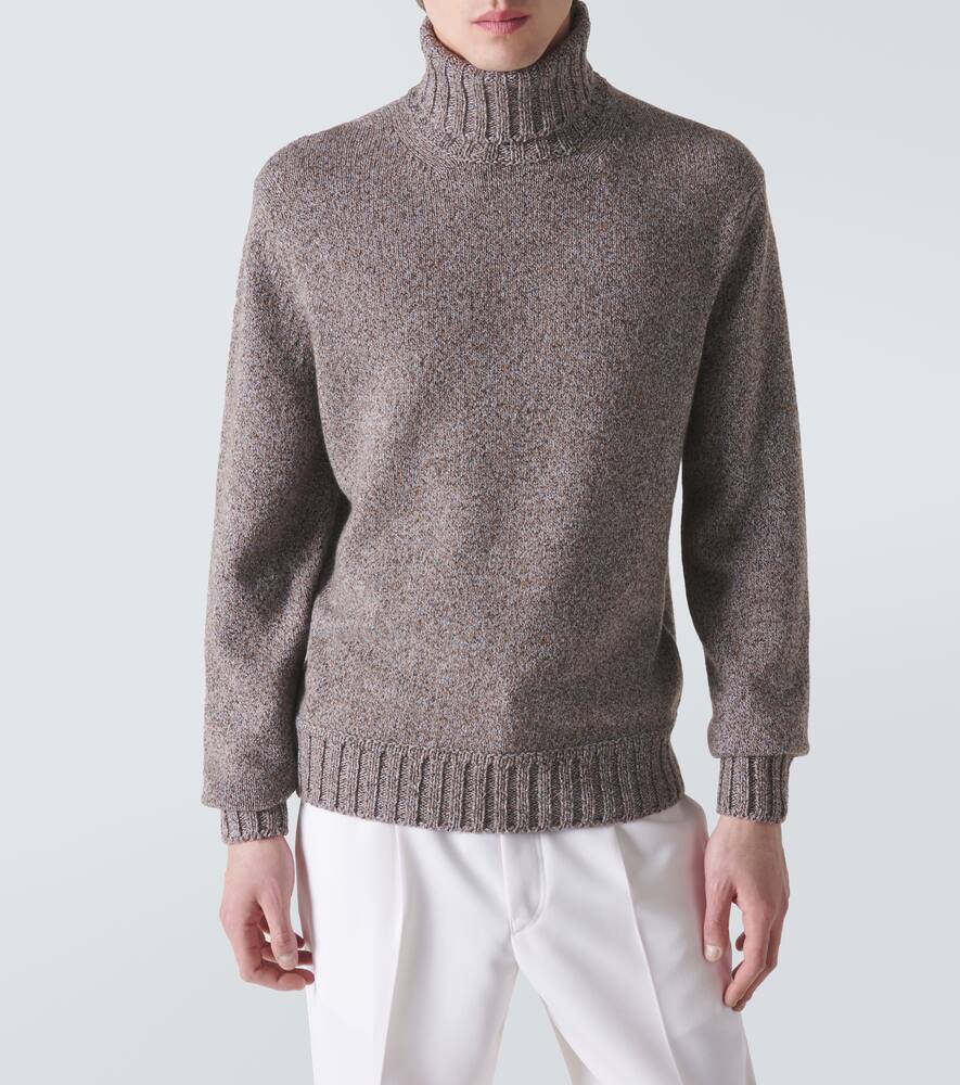 Zegna Cashmere Turtleneck Top In Brown