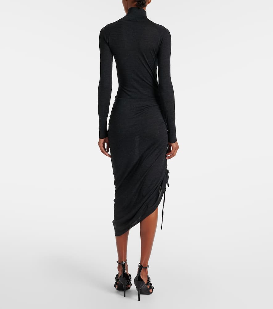 Alaïa Ruched Midi Dress In Black